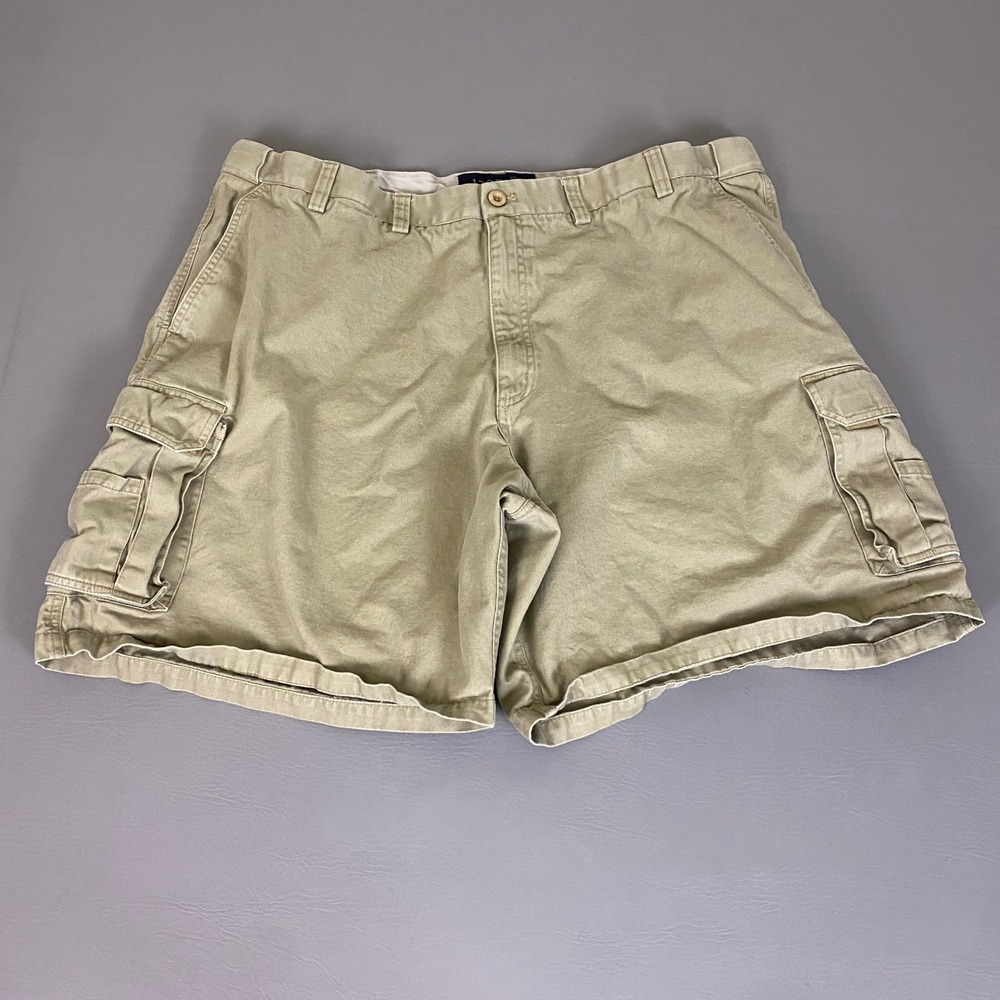Vintage IZOD Cargo Shorts Men's Size 42* Khaki Tan 100% Cotton Casual Solid